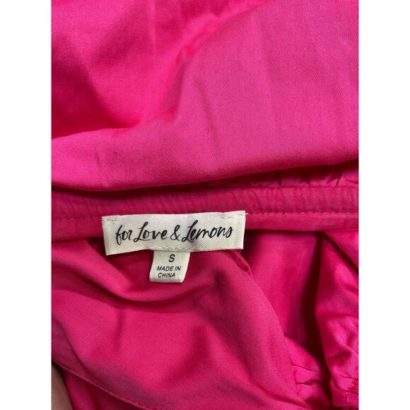 For Love & Lemons 'Clementine' Pink Poplin Mini Dress Size S - Picture 4 of 5
